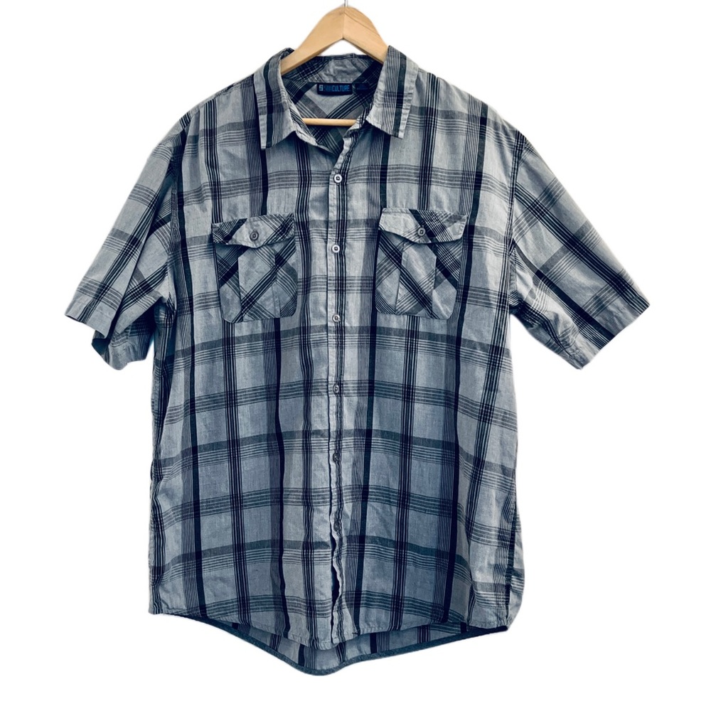 Mens SubCulture Plaid Polo Button Up